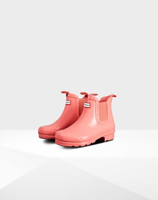 Kids' Hunter Original Big Gloss Chelsea Boots Pink | US6345927