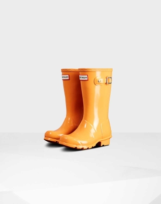 Kids' Hunter Original Big Gloss Wellington Short Rain Boots Orange | US6372189