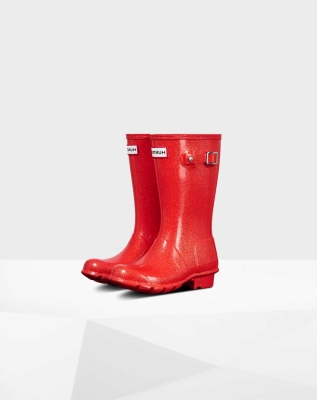 Kids' Hunter Original Big Starcloud Wellington Short Rain Boots Red | US3912046