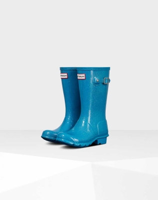 Kids' Hunter Original Big Starcloud Wellington Short Rain Boots Blue | US7631590