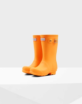 Kids' Hunter Original Big Wellington Short Rain Boots Orange | US1360259