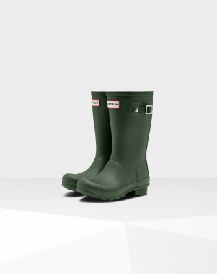 Kids' Hunter Original Big Wellington Short Rain Boots Green | US9451760