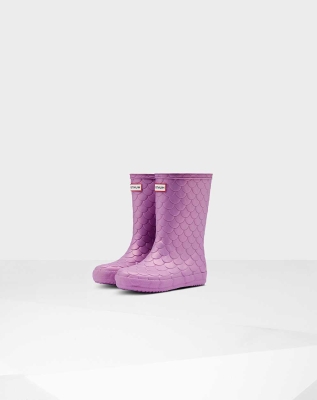 Kids' Hunter Original First Sea Dragon Texture Wellington Short Rain Boots Pink | US8954263