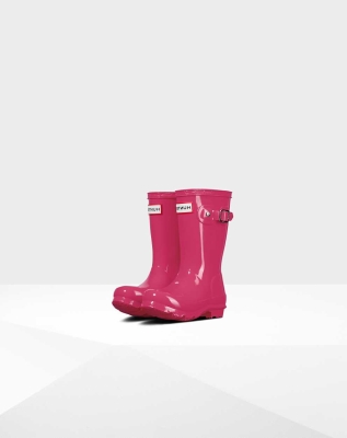 Kids' Hunter Original Little Gloss Wellington Short Rain Boots Pink | US3714028