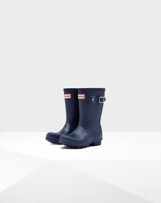 Kids' Hunter Original Little Wellington Short Rain Boots Navy | US0459617