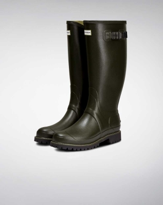 Men's Hunter Balmoral Wide Fit Wellington Tall Rain Boots Green | US8502469