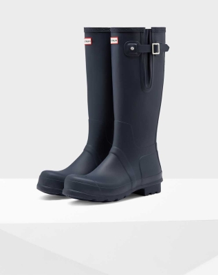 Men's Hunter Original Side Adjustable Wellington Tall Rain Boots Navy | US3268709