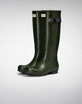 Women's Hunter Norris Field Side Wellington Short Rain Boots Green | US8327649