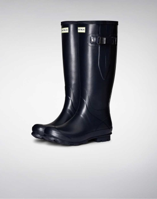 Women's Hunter Norris Field Side Wellington Short Rain Boots Navy | US9584067