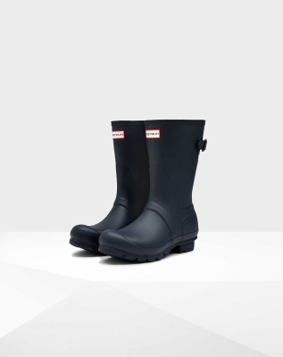 Women's Hunter Original Back Wellington Short Rain Boots Navy | US1562407