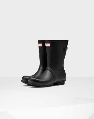 Women's Hunter Original Back Wellington Short Rain Boots Black | US2715893