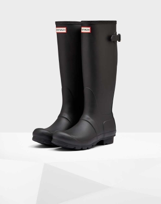 Women's Hunter Original Back Wellington Tall Rain Boots Black | US5697321