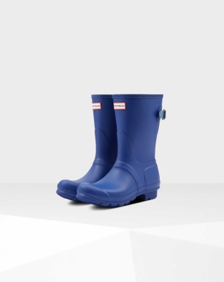 Women's Hunter Original Back Wellington Short Rain Boots Blue | US5861743