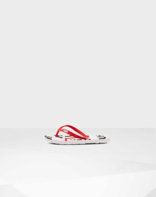 Women's Hunter Original Exploded Logo Flip Flops Red | US5621308