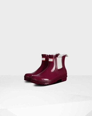 Women's Hunter Original Gloss Chelsea Boots Red | US5139684