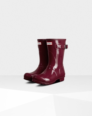 Women's Hunter Original Gloss Short Rain Boots Burgundy | US3416580