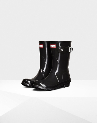 Women's Hunter Original Gloss Short Rain Boots Black | US4507216