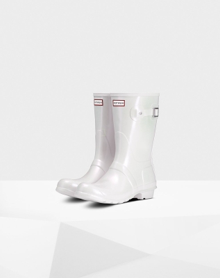 Women's Hunter Original Nebula Short Rain Boots Silver | US8306214