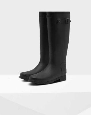 Women's Hunter Original Refined Wellington Tall Rain Boots Black | US3145082