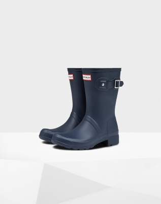 Women's Hunter Original Tour Foldable Short Rain Boots Navy | US7368142