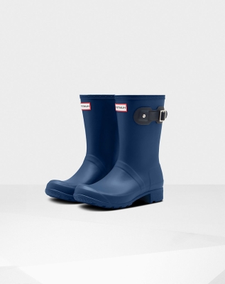 Women's Hunter Original Tour Foldable Short Rain Boots Navy | US9187465