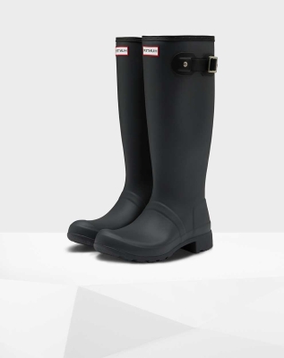 Women's Hunter Original Tour Foldable Wellington Tall Rain Boots Black | US0918342