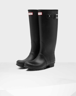 Women's Hunter Original Wide Leg Wellington Tall Rain Boots Black | US3419785