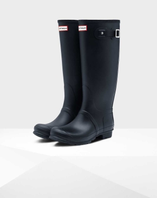 Women's Hunter Original Wide Leg Wellington Tall Rain Boots Navy | US4962150