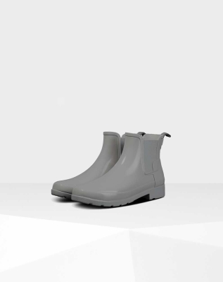 Women's Hunter Refined Gloss Slim Fit Chelsea Boots Grey | US3192805