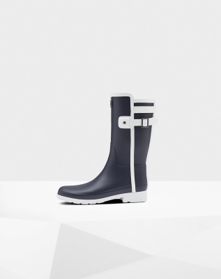 Women's Hunter Refined Slim Fit Contrast Short Rain Boots Navy/White | US1345287