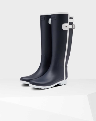 Women's Hunter Refined Slim Fit Contrast Wellington Tall Rain Boots Navy | US1402358