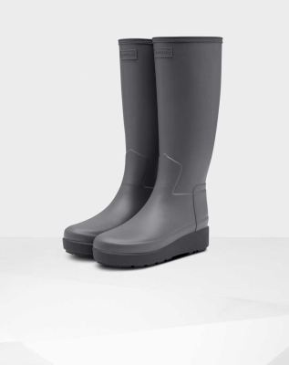 Women's Hunter Refined Slim Fit Creeper Wellington Tall Rain Boots Grey | US7306598