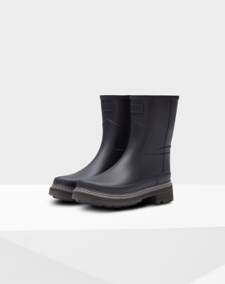 Women's Hunter Refined Stitch Detail Short Rain Boots Navy | US8907563