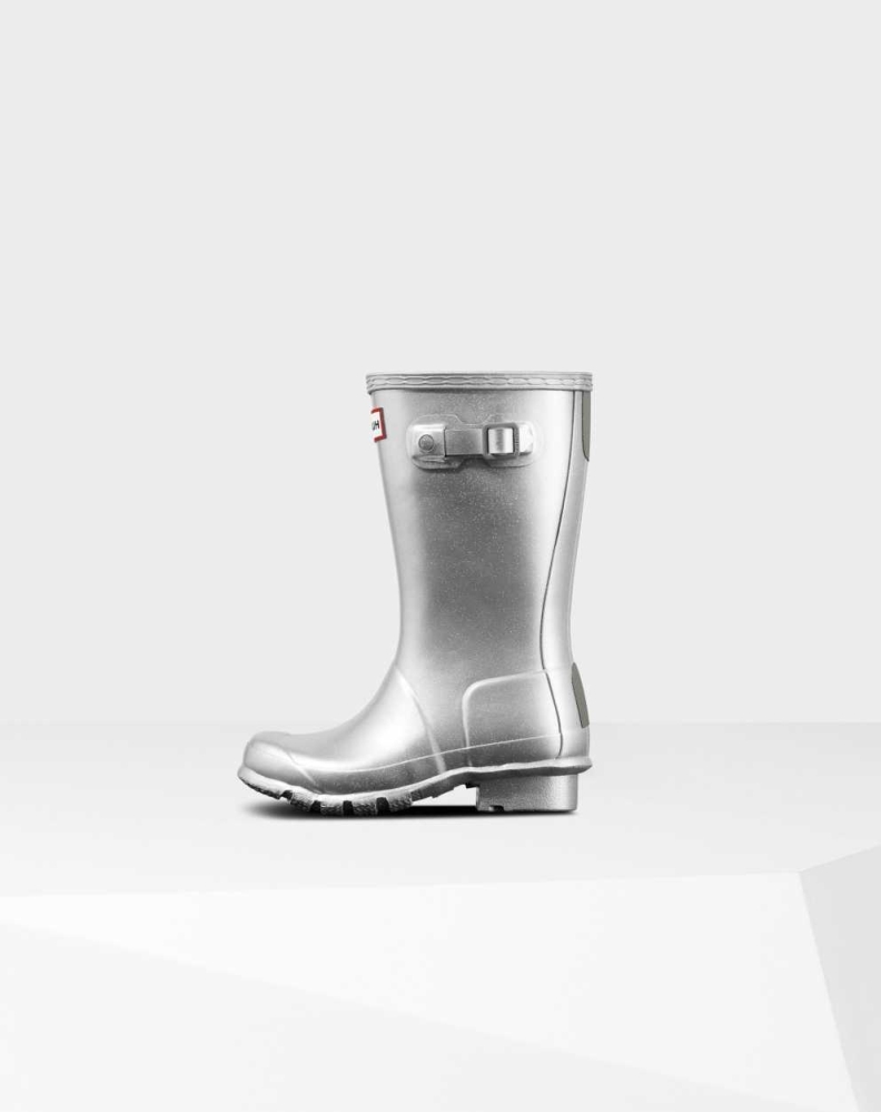 Kids' Hunter Original Big Cosmic Wellington Short Rain Boots Silver | US5638791