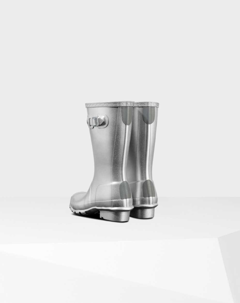 Kids' Hunter Original Big Cosmic Wellington Short Rain Boots Silver | US5638791