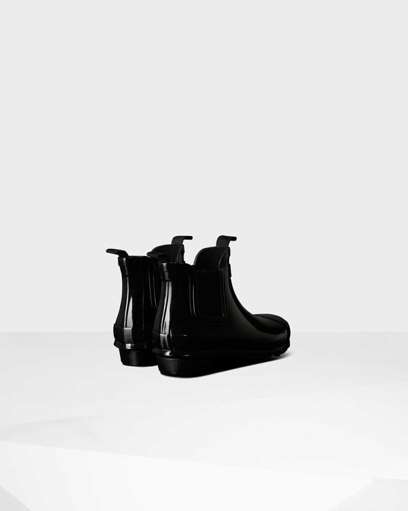 Kids' Hunter Original Big Gloss Chelsea Boots Black | US6325981