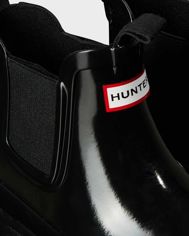 Kids' Hunter Original Big Gloss Chelsea Boots Black | US6325981