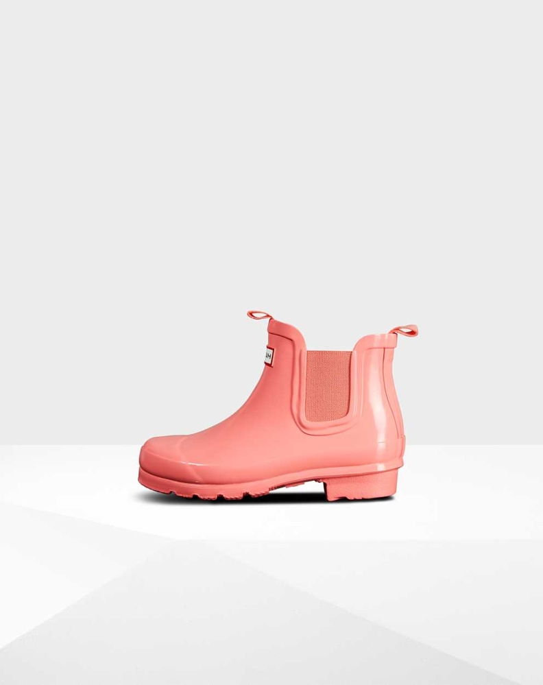 Kids' Hunter Original Big Gloss Chelsea Boots Pink | US6345927