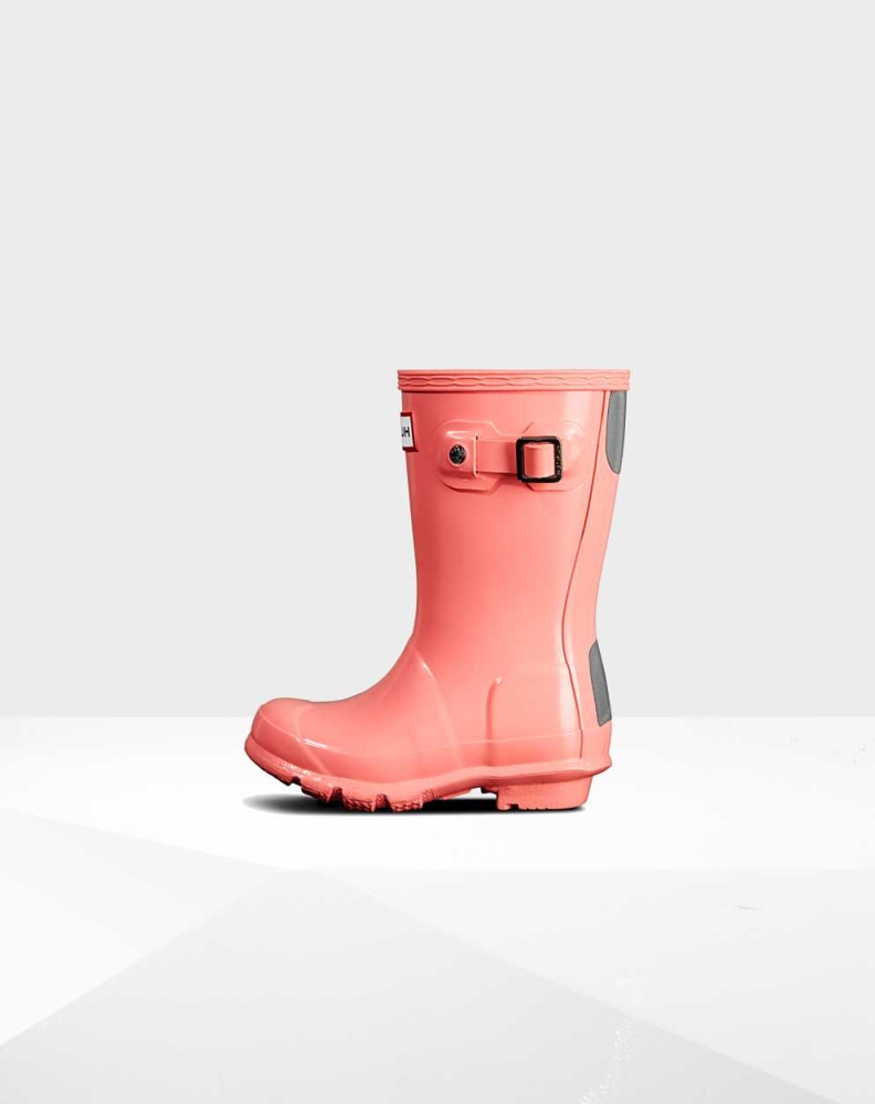 Kids' Hunter Original Big Gloss Wellington Short Rain Boots Pink | US2051849