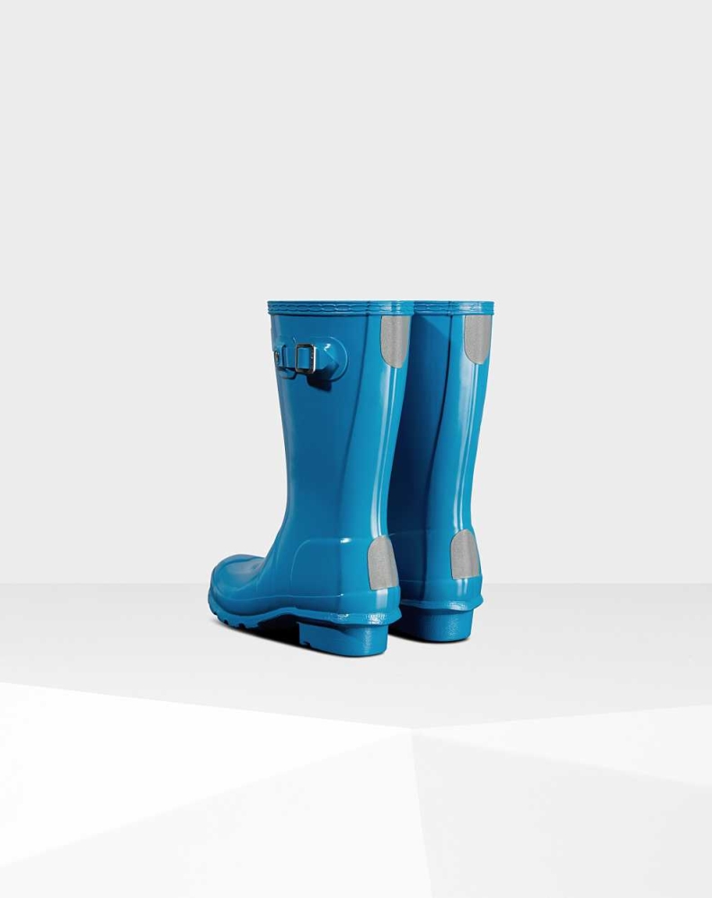 Kids' Hunter Original Big Gloss Wellington Short Rain Boots Blue | US3508796