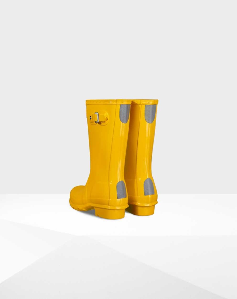 Kids' Hunter Original Big Gloss Wellington Short Rain Boots Yellow | US3796521