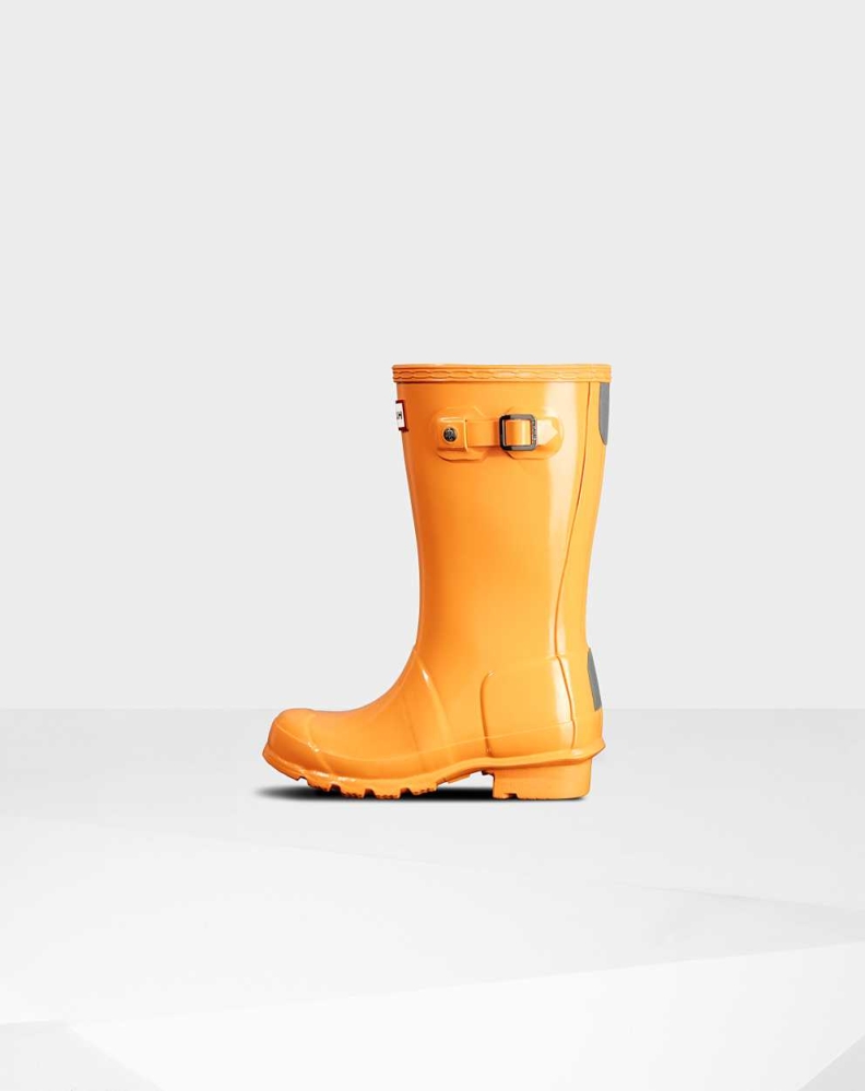 Kids' Hunter Original Big Gloss Wellington Short Rain Boots Orange | US6372189