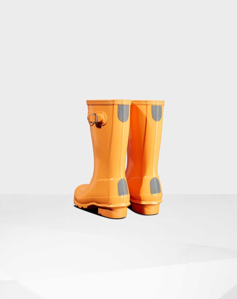 Kids' Hunter Original Big Gloss Wellington Short Rain Boots Orange | US6372189