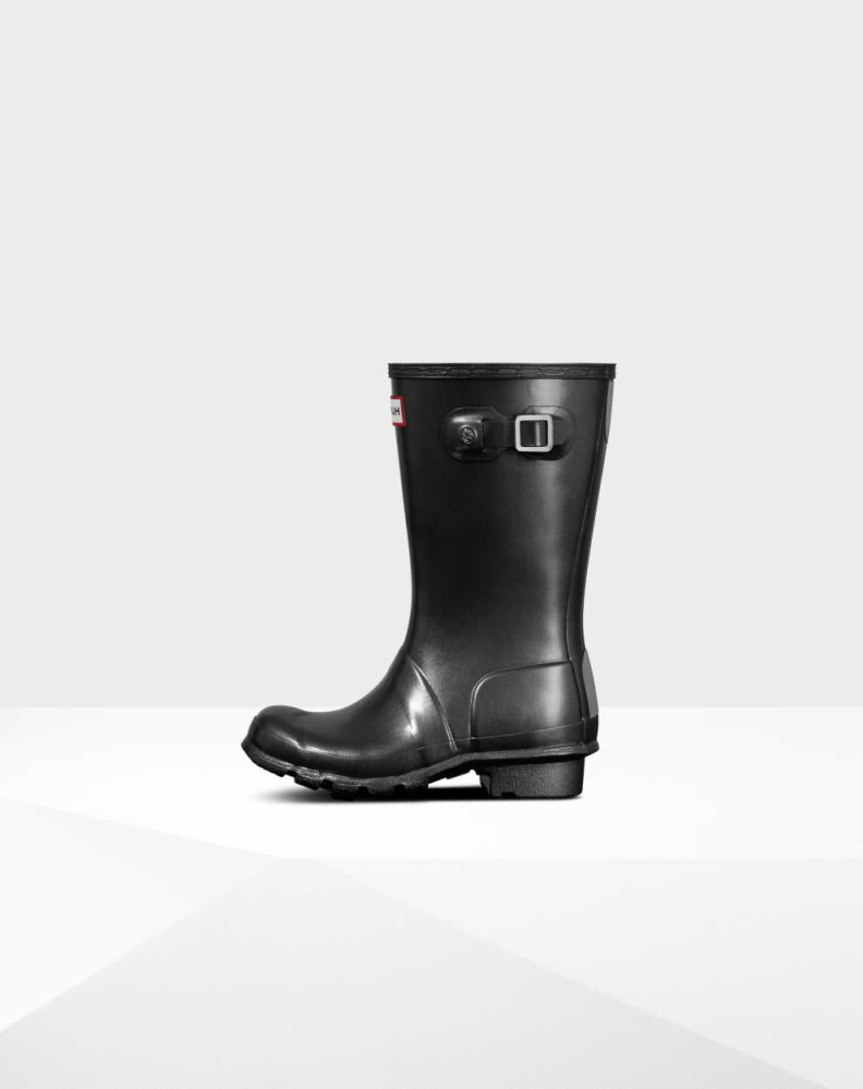 Kids' Hunter Original Big Pearlized Wellington Short Rain Boots Black | US2693140