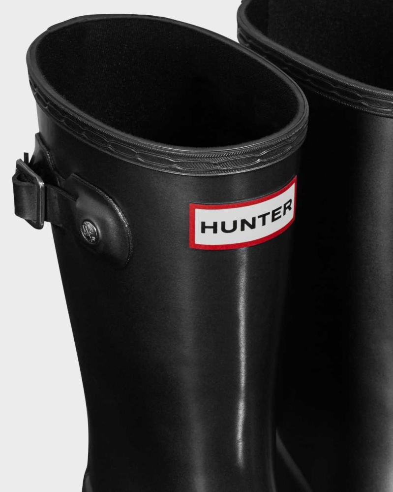 Kids' Hunter Original Big Pearlized Wellington Short Rain Boots Black | US2693140