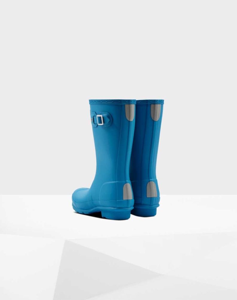 Kids' Hunter Original Big Wellington Short Rain Boots Blue | US3821906