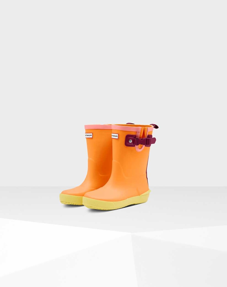 Kids\' Hunter Original Davison Wellington Short Rain Boots Orange | US4532019