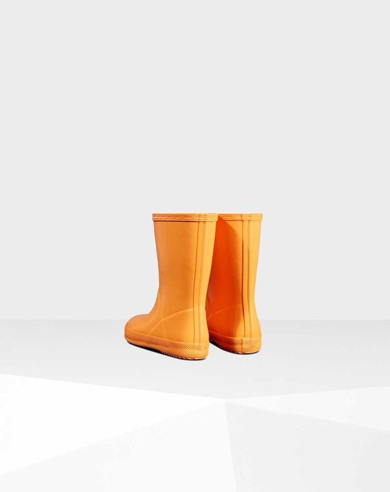 Kids' Hunter Original First Classic Gloss Wellington Short Rain Boots Orange | US2459367