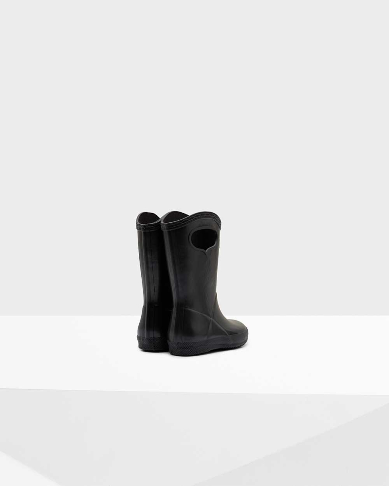 Kids' Hunter Original First Classic Grab Handle Wellington Short Rain Boots Black | US9014527