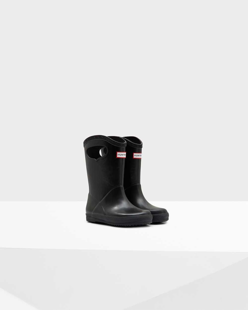 Kids\' Hunter Original First Classic Grab Handle Wellington Short Rain Boots Black | US9014527